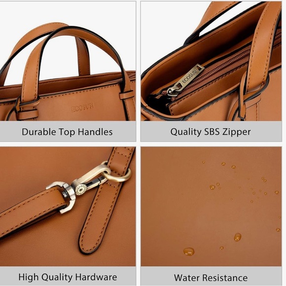 ECOSUSI Tote Bag Convertible Brown Vegan Leather Backpack/Shoulder/Handbag. - Picture 11 of 15